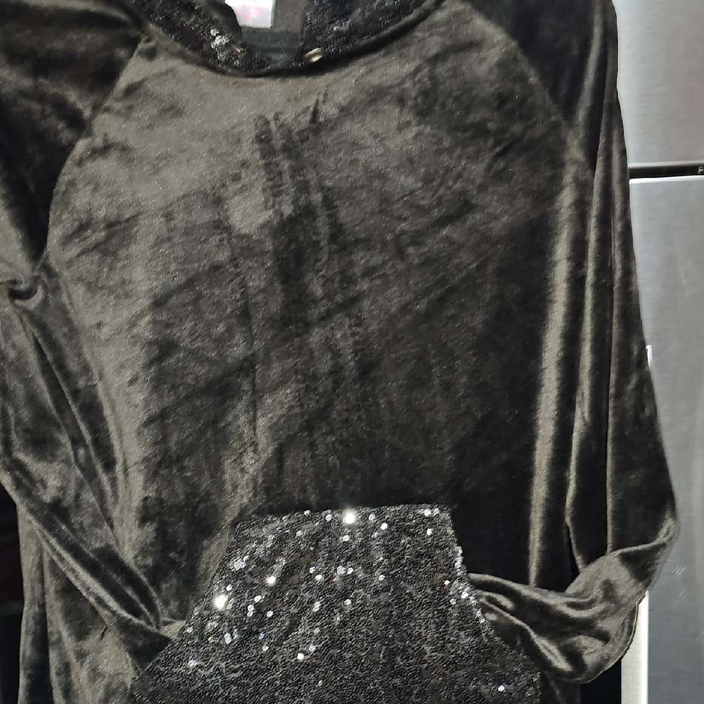 No Boundaries Black Velvet Jacket with Sequin Pocket